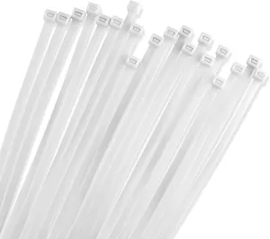 12 Inch Zip Cable Ties (100 Pack), 50Lbs Tensile Strength - Heavy Duty White