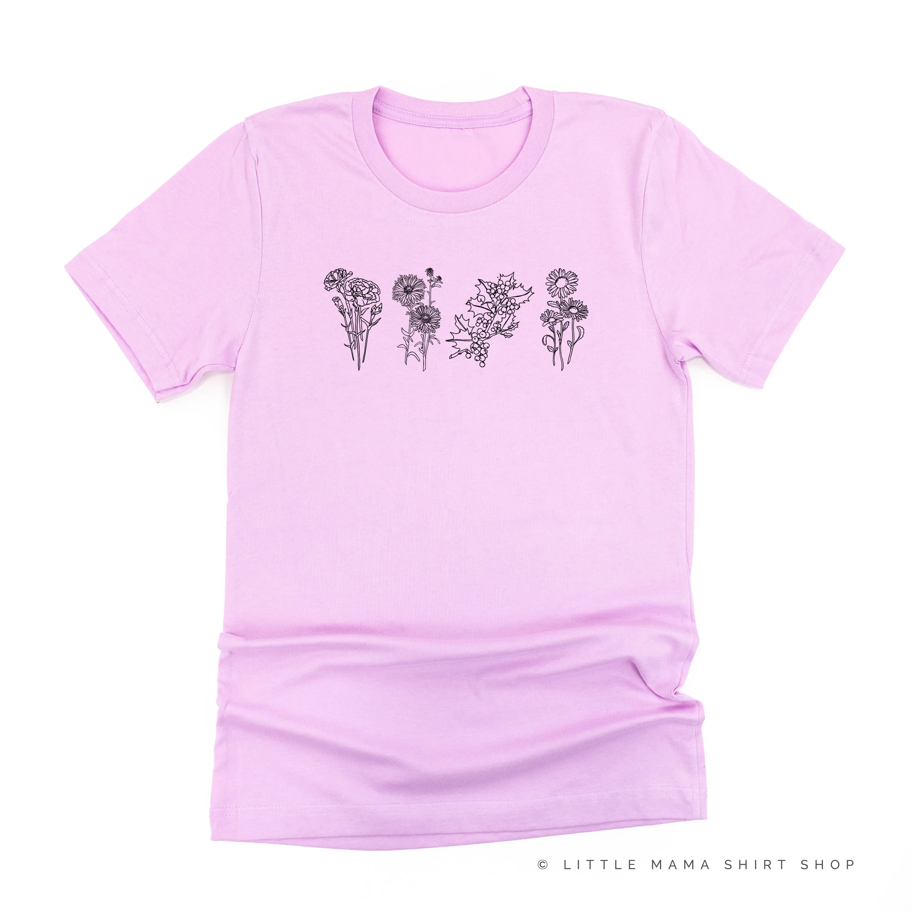 4 ACROSS BIRTH FLOWERS - Build Your Own - Unisex Tee