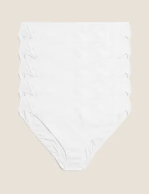 5 pcs. Marks & Spencer Cotton Modal High Knickers without VPL, white