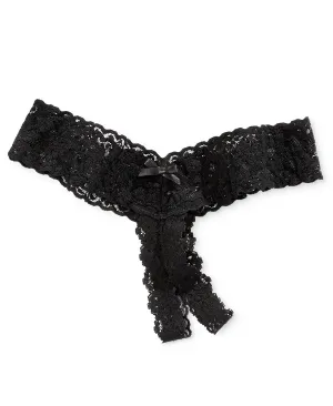 After Midnight Solid Thong with Open Panel 481001 Hanky Panky, Black