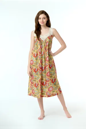 Arabella Mustard Floral Lace V-Neck Nightie