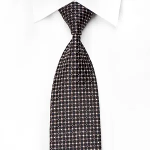 Brentwood Men's Crystal Tie Orange Trellis On Black Sparkling With Rhinestones