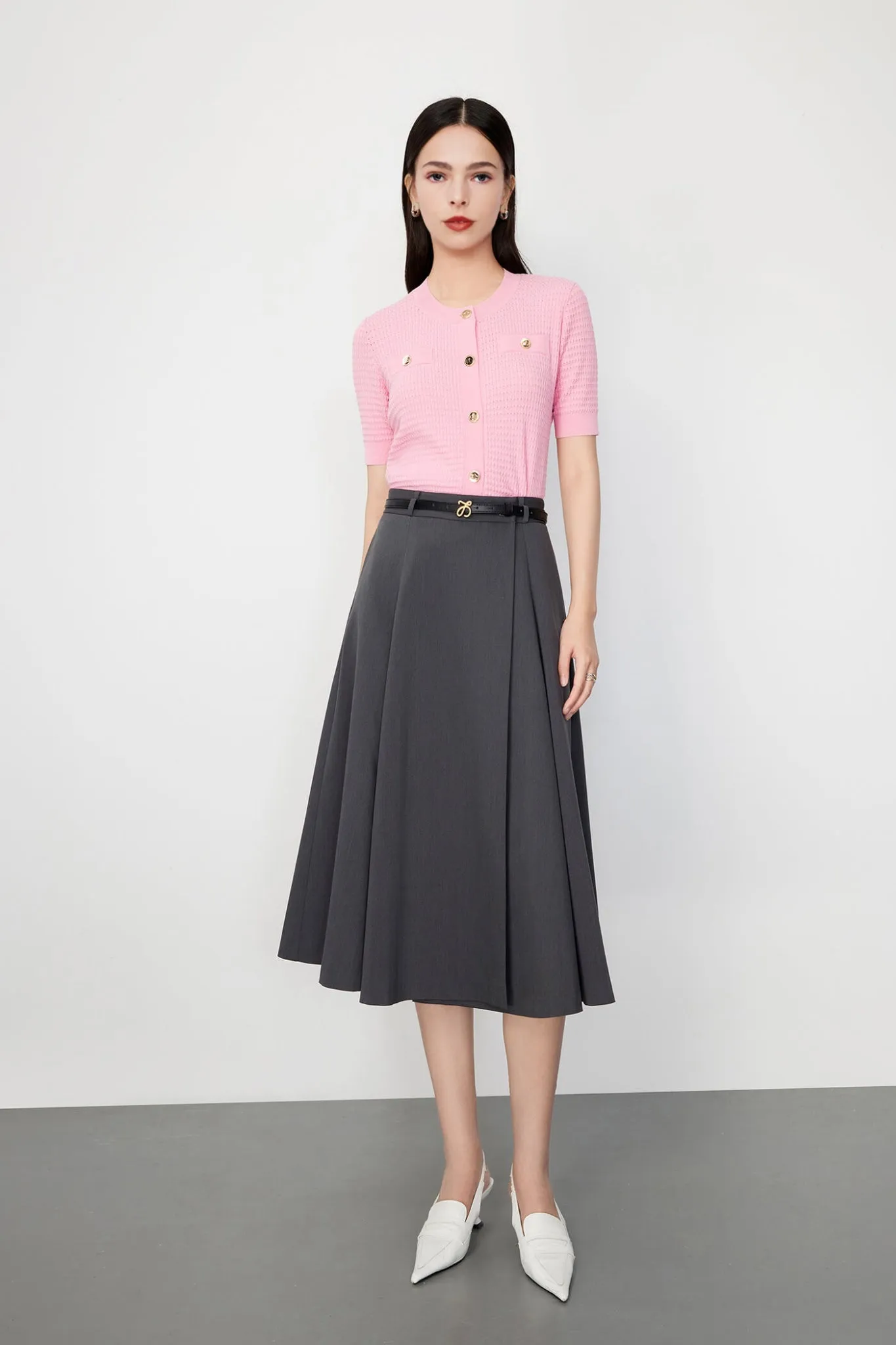 Casual A-Line Midi Skirt