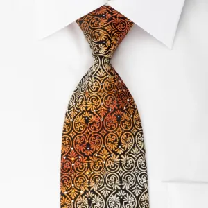 Christian Aujard Rhinestone Tie Orange Anthemion On Black With Silver Sparkles