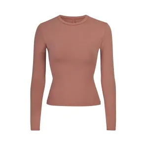 COTTON JERSEY LONG SLEEVE T-SHIRT | ROSE CLAY