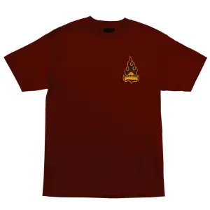 Creature Skateboards Logo Flame Men's Creature T-Shirt - BURGUNDY