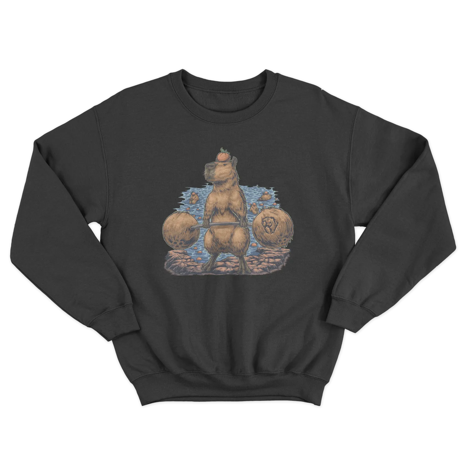 Deadlifting Capybara Crewneck Sweatshirt