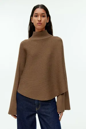 H&M cotton and wool short sweater, brown