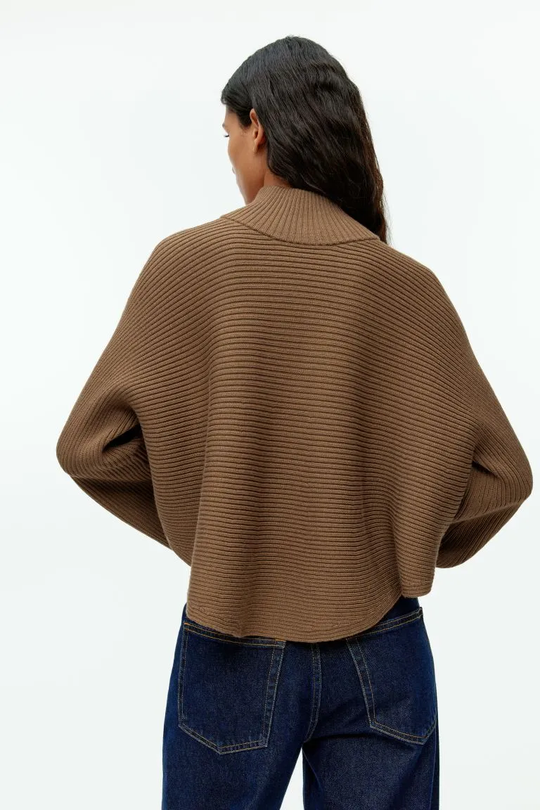 H&M cotton and wool short sweater, brown