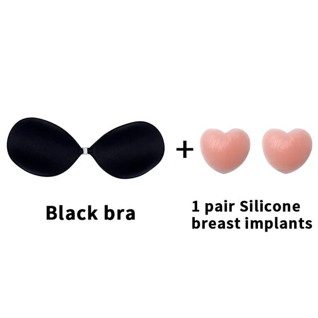 Invisible Push Up Bra Self-Adhesive Silicone Seamless Front Closure Sticky Backless Strapless Bra