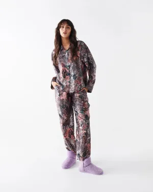 Kip & Co Deep Sea Satin Long Sleeve Shirt & Pant Pyjama Set