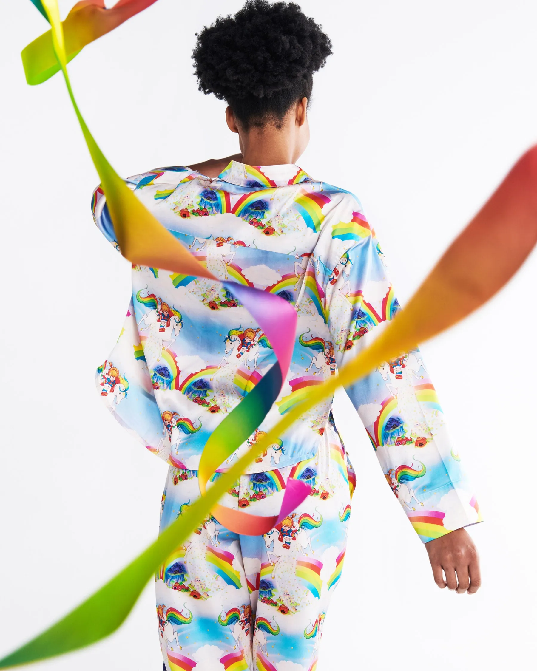 Kip & Co x Rainbow Brite Magic Sky Satin Long Sleeve Shirt & Pant Pyjama Set