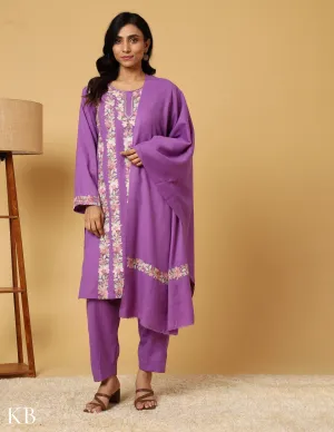 Lavender Haze Aari Embroidered Woolen Suit