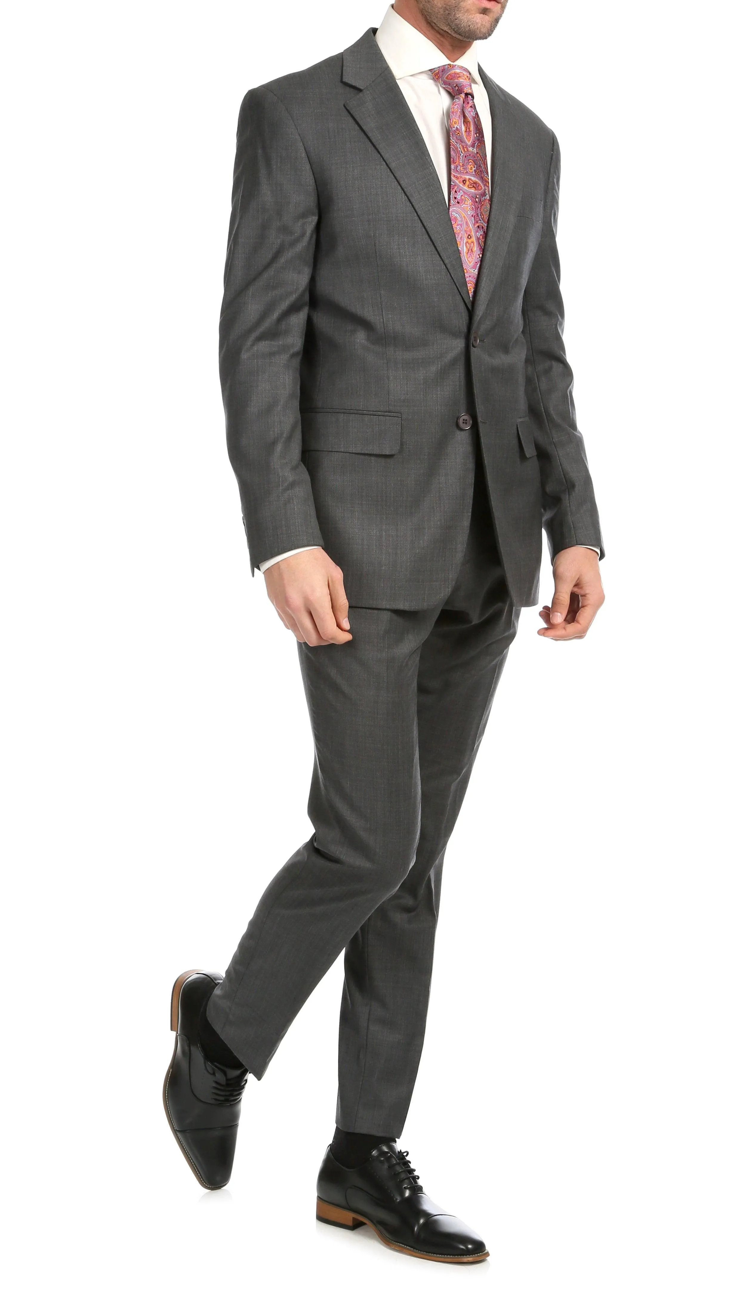 Mason Heather Grey Men's Premium 2 Piece Wool Slim Fit Suit