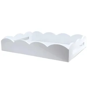 Medium Scallop Rect Tray | White