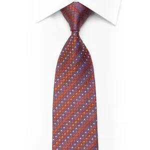 Men's Silk Necktie Mauve Geometric On Orange Sparkling With Rhinestones