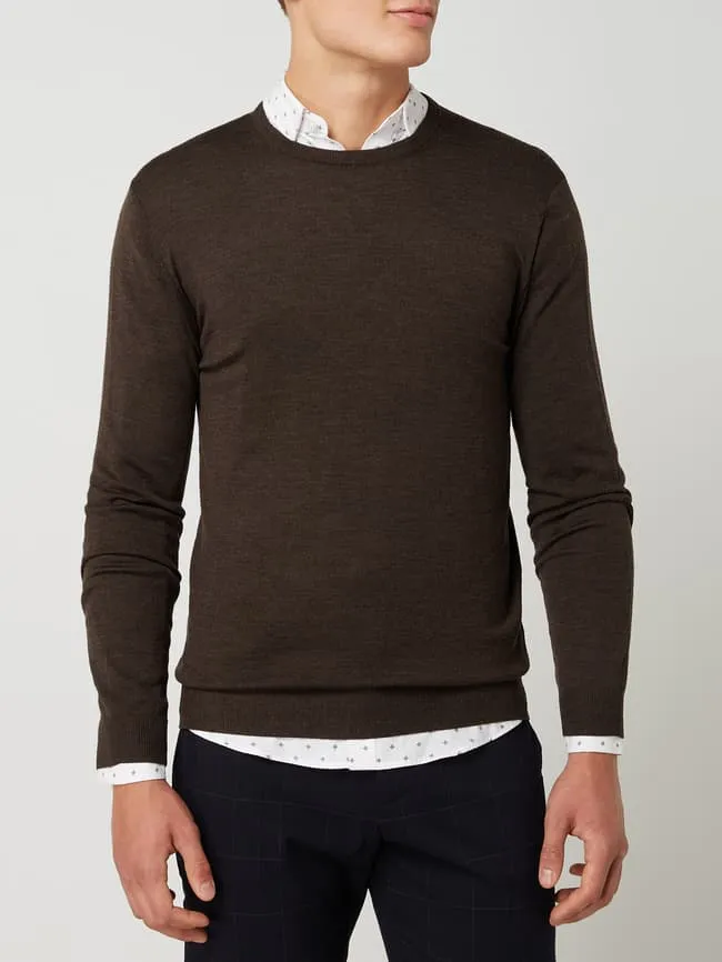 Merino wool sweater model "Margrate" Matinique, dark brown