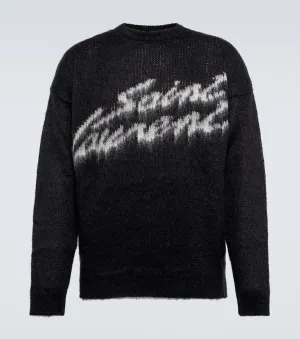 Mohair blend sweater with Saint Laurent logo, black