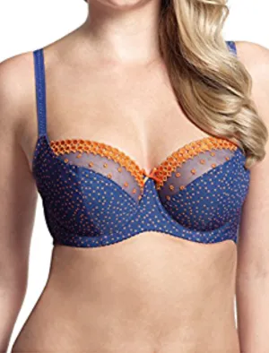 Panache Minnie Bra Balconnet Bra, Blue Orange Spot | Panache Cleo Balcony Bras