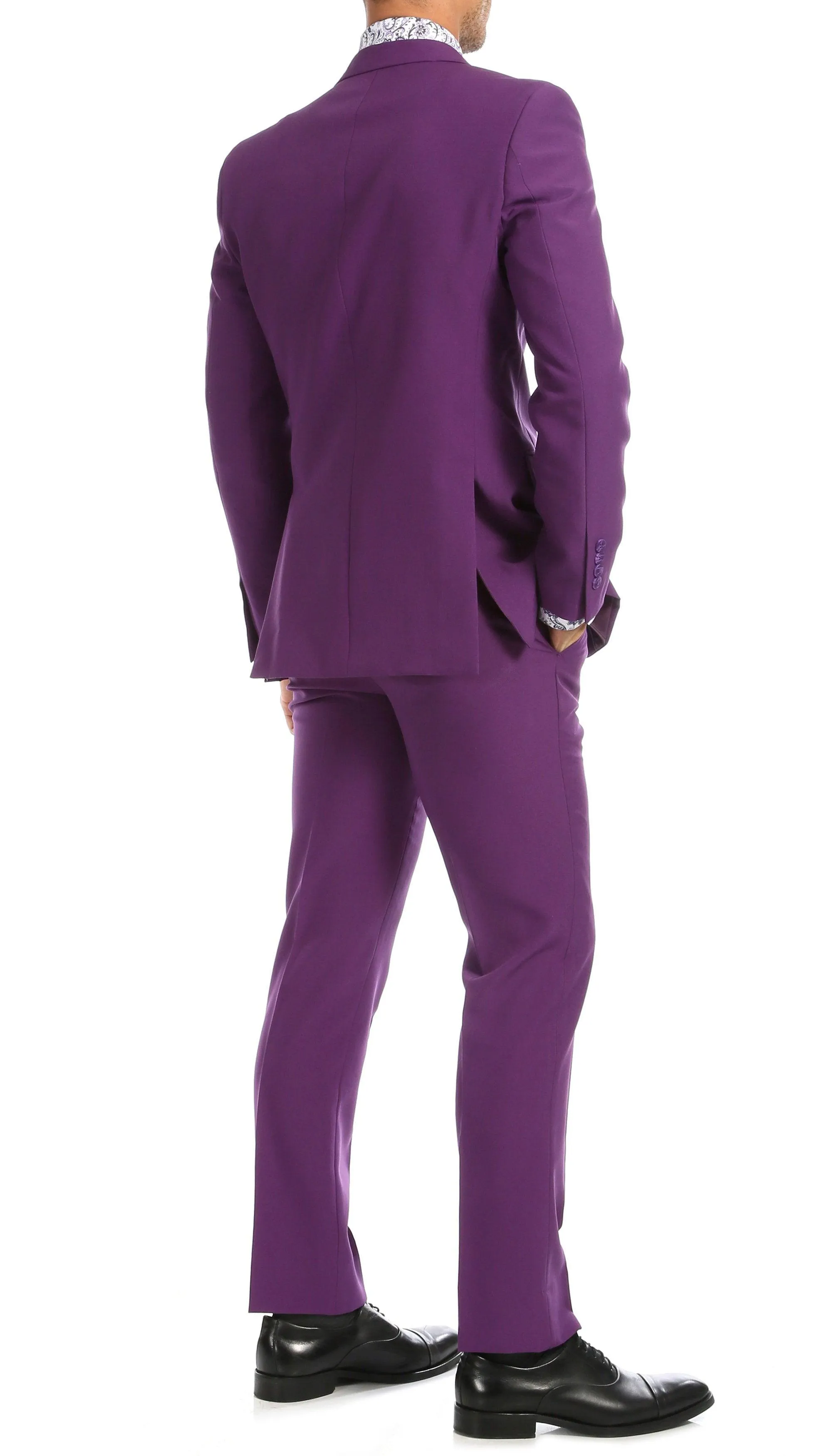 Paul Lorenzo Mens Purple Slim Fit 2 Piece Suit