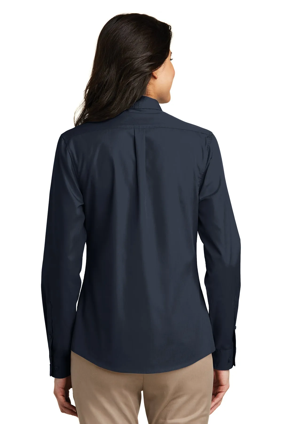 Port Authority Ladies Carefree Poplin Customized Shirts, River Blue Navy