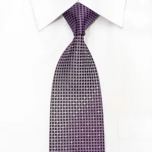 Premierlux Men's Silk Rhinestone Tie Lattice On Purple With Blue Sparkles