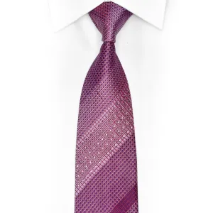 Purple Mauve Geometric On Burgundy Rhinestone Silk Tie With Sparkles