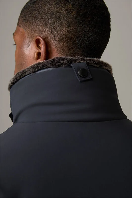 Stellson - Flex Overjacket, Fur Neck, Navy