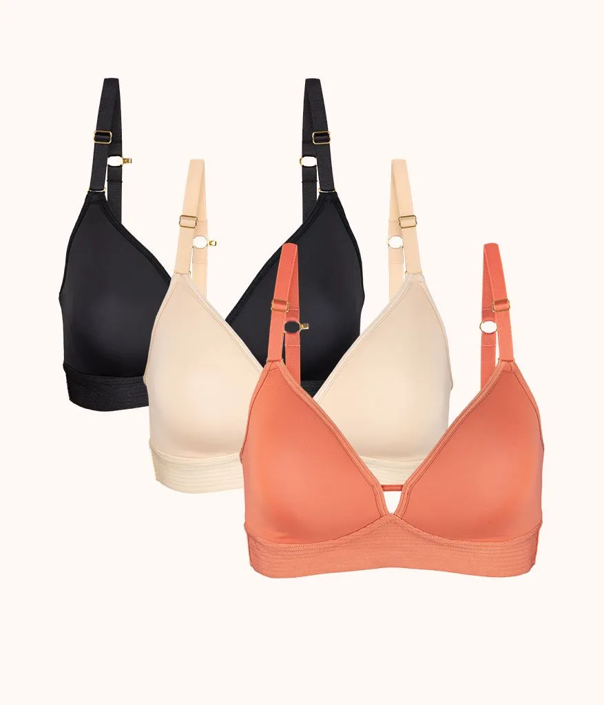 The Spacer Bra Trio: Terracotta/Jet Black/Toasted Almond