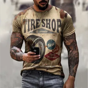 Tire Shop Vintage Print T-Shirt