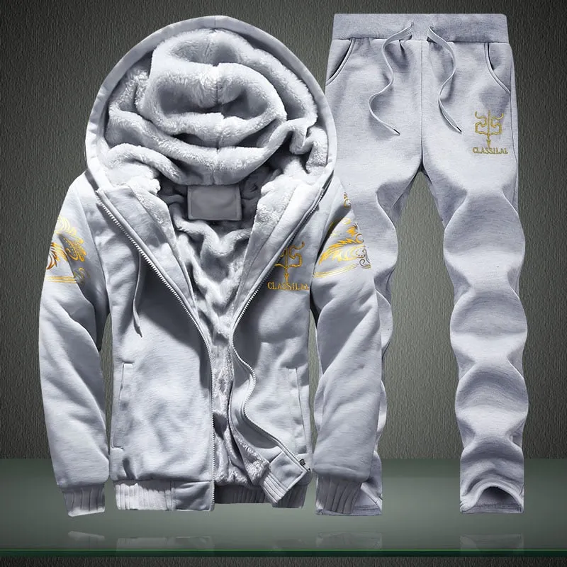 Tracksuits Set Thick Fleece Hoodie   Pants