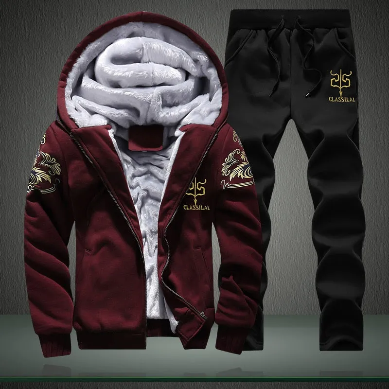 Tracksuits Set Thick Fleece Hoodie   Pants