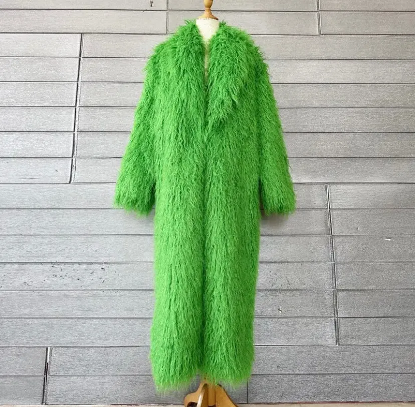 Ultra Long Shaggy Mongolian Faux Fur Coat